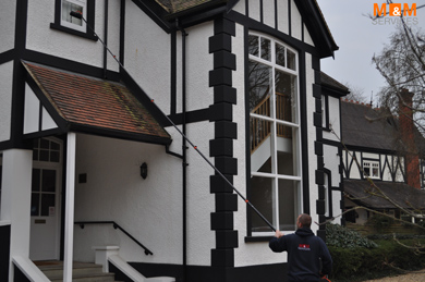 upstairs windows are easy to clean with the poles and the reach and wash ionised water system.